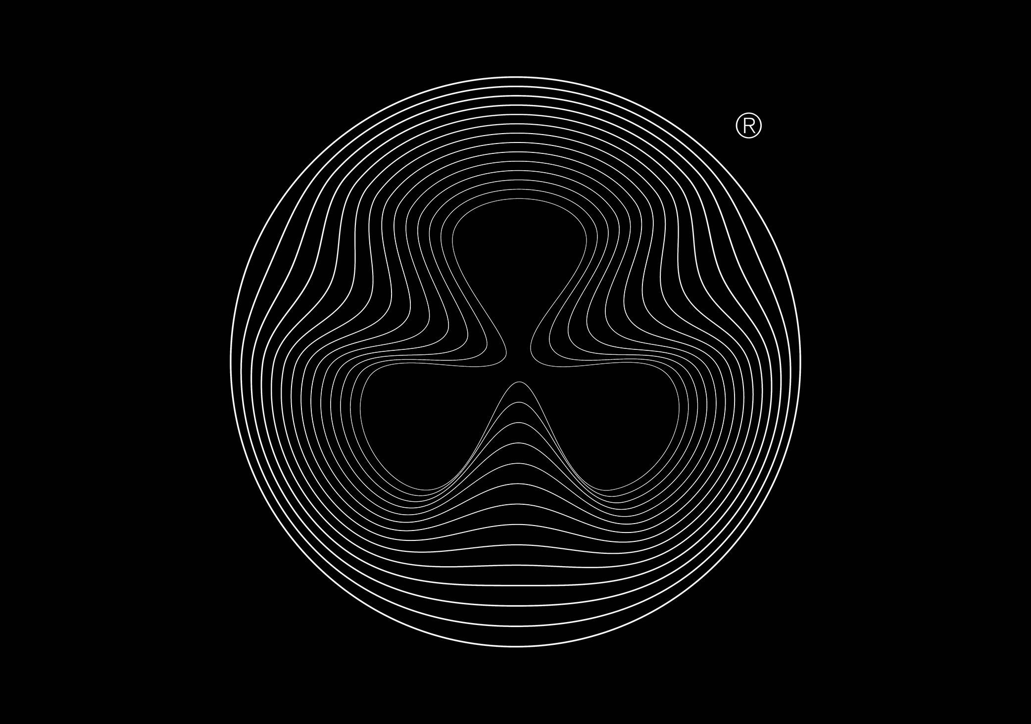 Minimalistic logo design made up of warped thinly lined circles