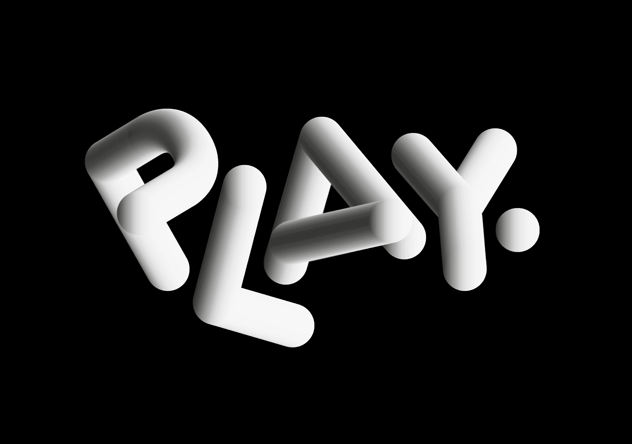 The word Play created in a 3D tube effect making the logo look rounded