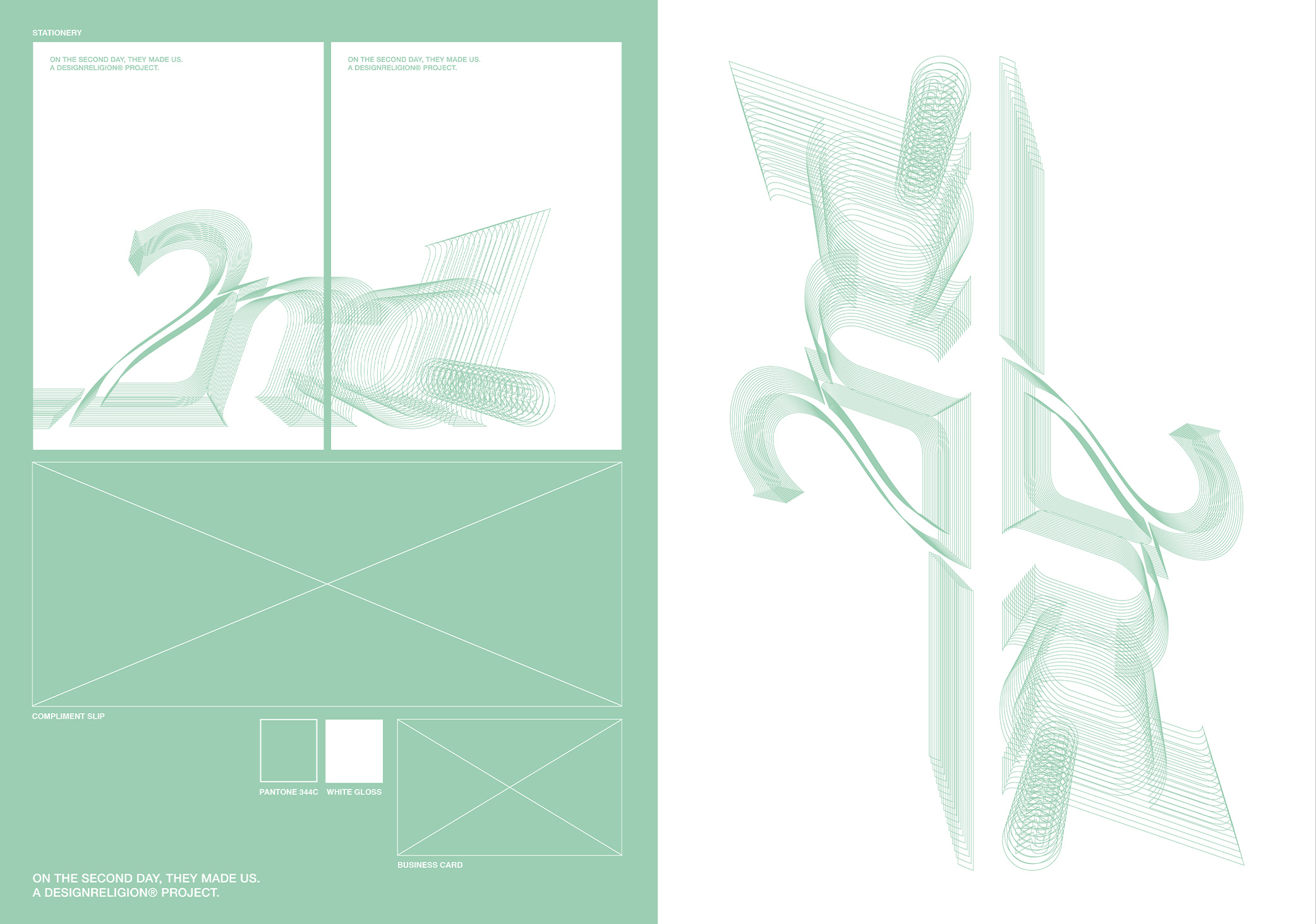 Experimental vector creative design using a logo based on the 2nd in a green and white colour palette